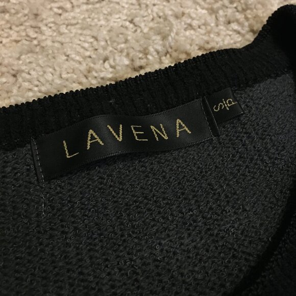 Lavena Black and Grey Embroidered Nubby Button Down Dark Cottage Cardigan - Picture 9 of 15